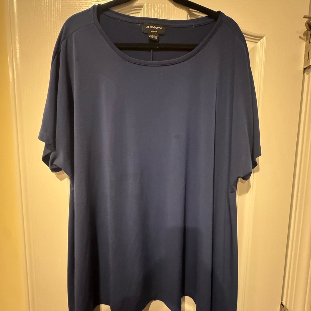 Liz Claiborne Women's Navy Short Sleeve Top